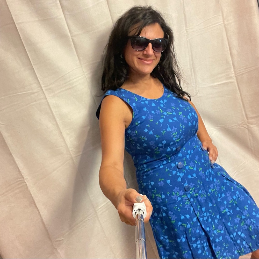 VTG FASHION BUG. NWT blue romper-dress, size S. Check out those cute buttons!